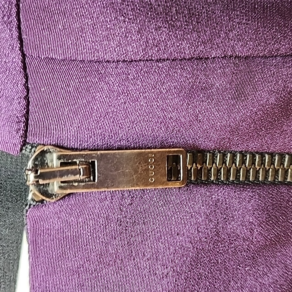 Gucci 100% silk Purple asymmetrical zip Pleated Cutout Elegant Dress Sz 42/Med - Picture 8 of 16